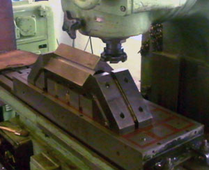 Electro Permanent Magnetic Chuck used for cutting 45 Deg on a steel Block